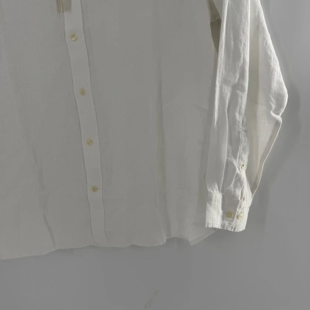 Banana Republic Mens XXL Slim Fit White 100% Linen Long Sleeve Shirt 804341-02-1